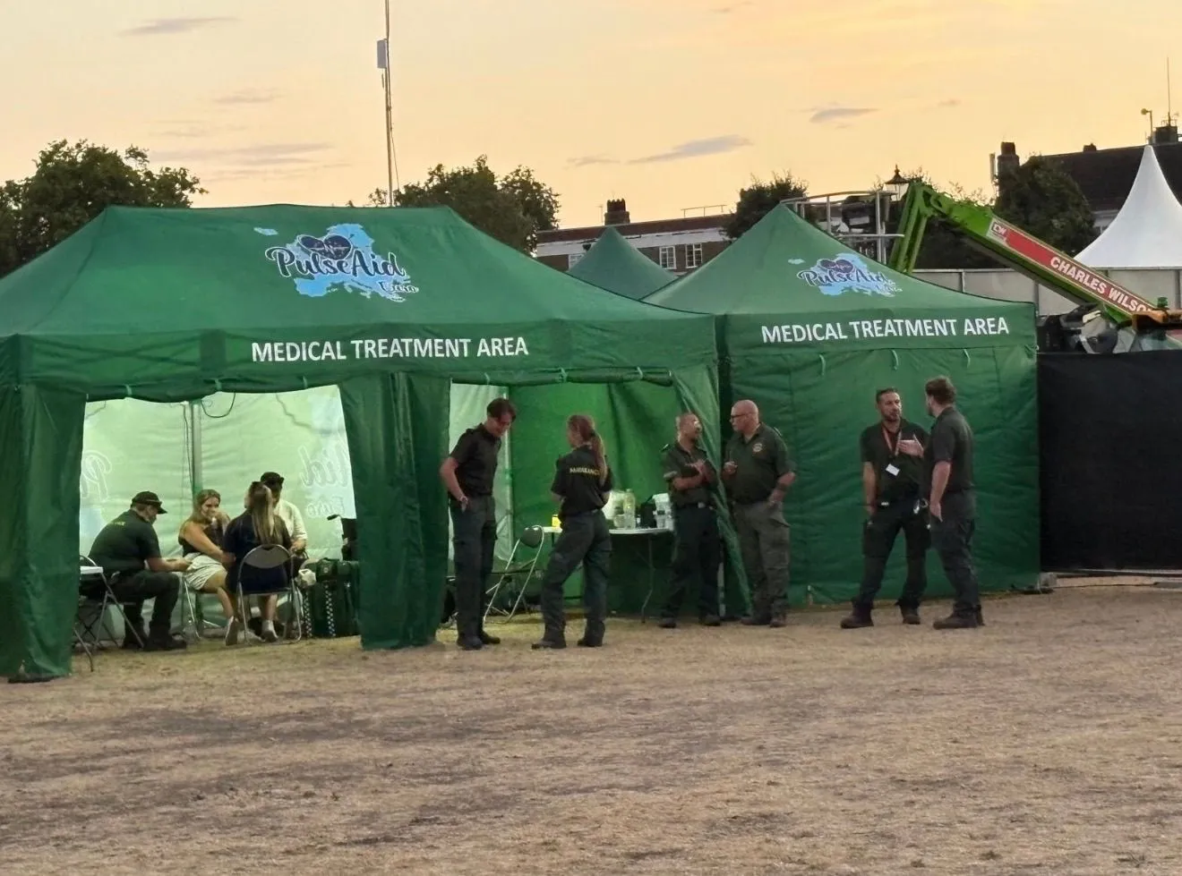 PulseAid medical treatment area and staff at an event
